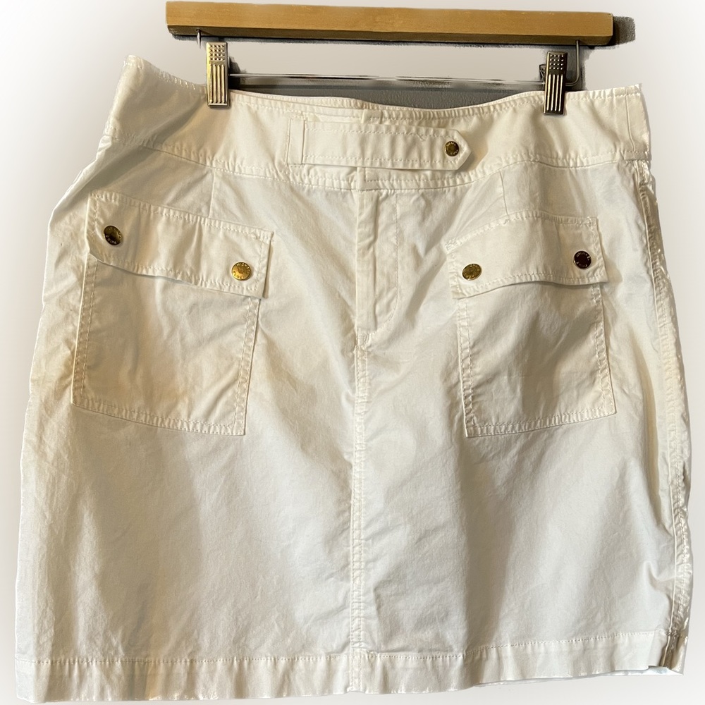 Michael Kors White Skirt with Gold Buttons